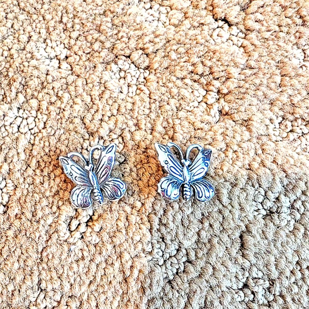 Sterling Silver Butterfly Post Pierced Earrings
